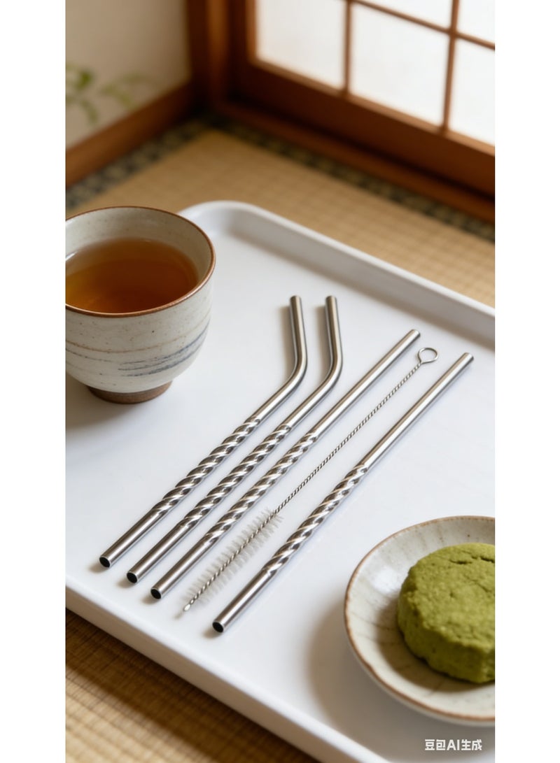 Metal Straw, Pack of 4 Reusable Drinking Straws and a brush - Image 4