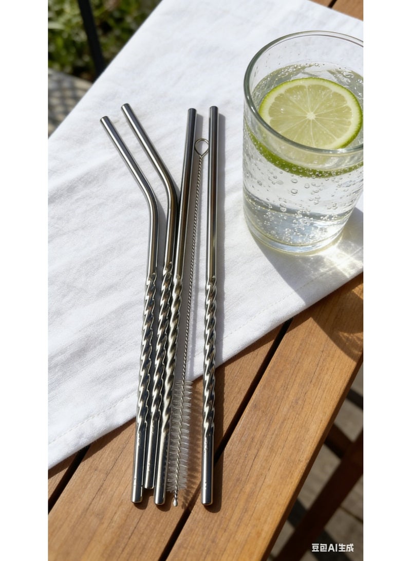 Metal Straw, Pack of 4 Reusable Drinking Straws and a brush - Image 5