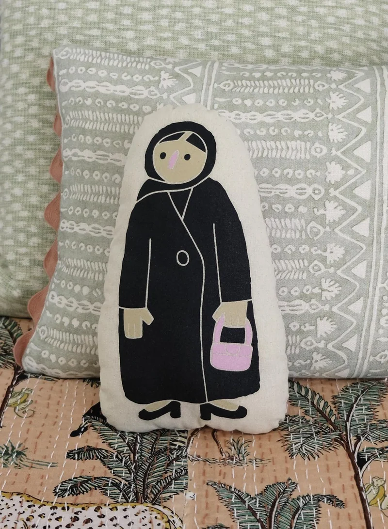 Little Majlis Character cushion, khaleeji abaya lady