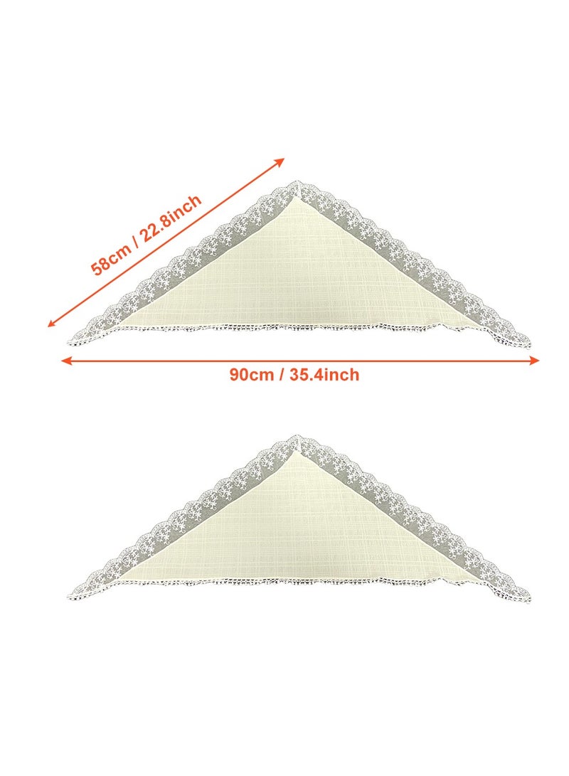 2 قطعة وشاح مثلث من الدانتيل الفرنسي للفتيات وشاح زهري بيج مزين بأزهار وشاح ريفي رجعي وشاح طويل - Image 3