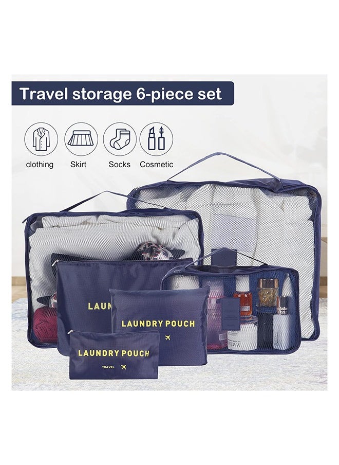 SKY-TOUCH - 6Pcs Set Travel Luggage Organizer Packing Cubes Set Storage Bag Waterproof Laundry Bag Traveling AccessoriesBlue - Image 1