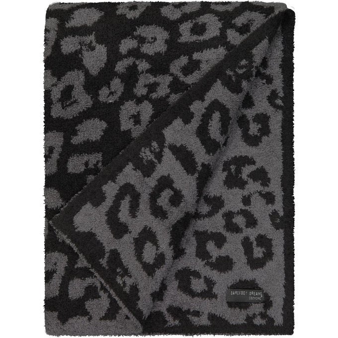 COZYCHIC BAREFOOT IN THE WILD THROW ONE SIZELEOPARDGRAPHITECARBONB563