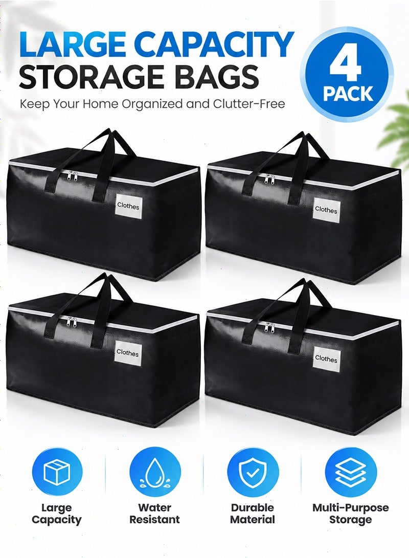 Topyich 4 Pack Heavy Duty Packing Bags,93L Extra Large Moving Bags with Zipper, Reinforced Handles and Tag Pocket,Storage Bags for Space Saving, Fold Flat - Image 1