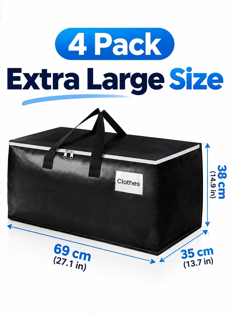Topyich 4 Pack Heavy Duty Packing Bags,93L Extra Large Moving Bags with Zipper, Reinforced Handles and Tag Pocket,Storage Bags for Space Saving, Fold Flat - Image 2