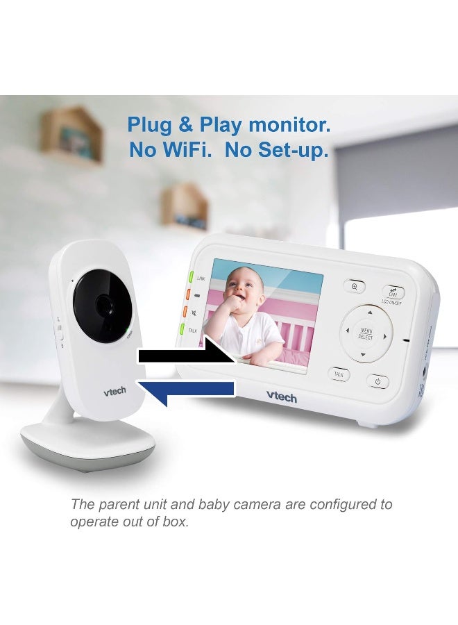 vtech جهاز مراقبة الأطفال بالفيديو من VTech مع مدى طويل يصل إلى 1000 قدم، رؤية ليلية تلقائية، شاشة 2.8 بوصة، صوت ثنائي الاتجاه، مستشعر درجة الحرارة، وضع توفير الطاقة، أغانٍ مهدئة وكاميرا قابلة للتثبيت على الحائط مع حامل - Image 5