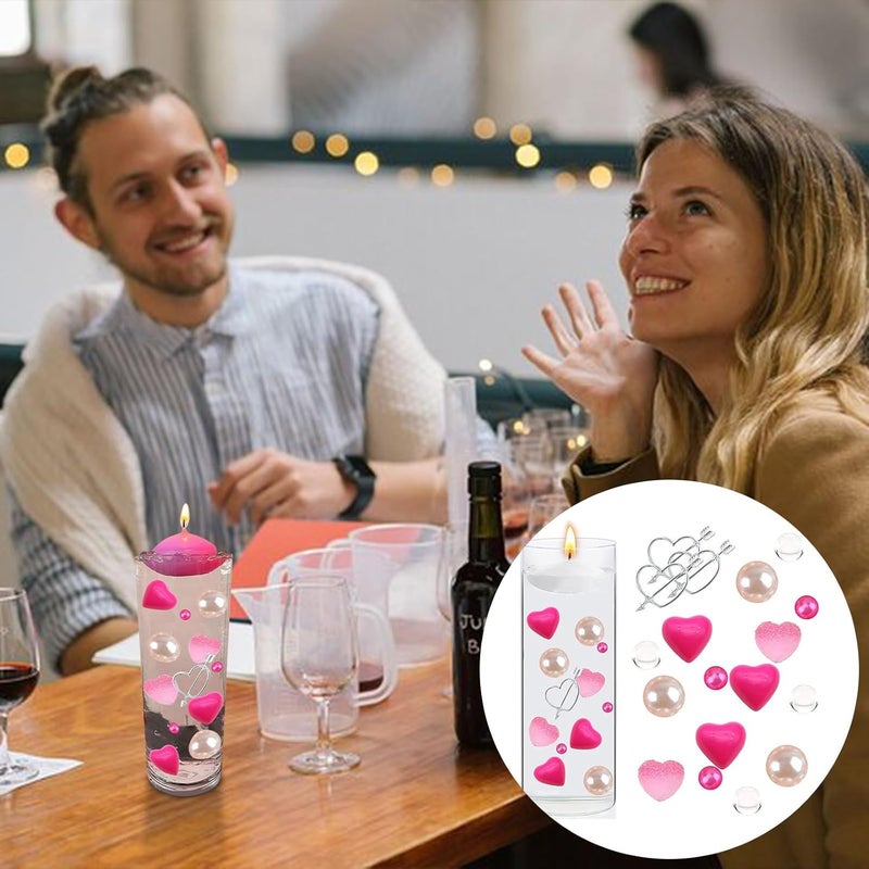 klarako vase Valentine, Valentine's Day Vase Fillers Red Love Pearl Vase Fillers Floating Candles Centerpiece with 10 Floating Candles for Vase Table Dating Festival Home Valentine's Day - Image 4