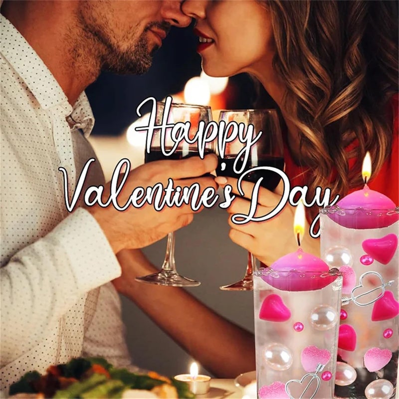 klarako vase Valentine, Valentine's Day Vase Fillers Red Love Pearl Vase Fillers Floating Candles Centerpiece with 10 Floating Candles for Vase Table Dating Festival Home Valentine's Day - Image 2