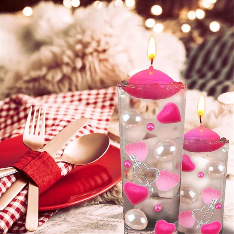 klarako vase Valentine, Valentine's Day Vase Fillers Red Love Pearl Vase Fillers Floating Candles Centerpiece with 10 Floating Candles for Vase Table Dating Festival Home Valentine's Day - Image 3