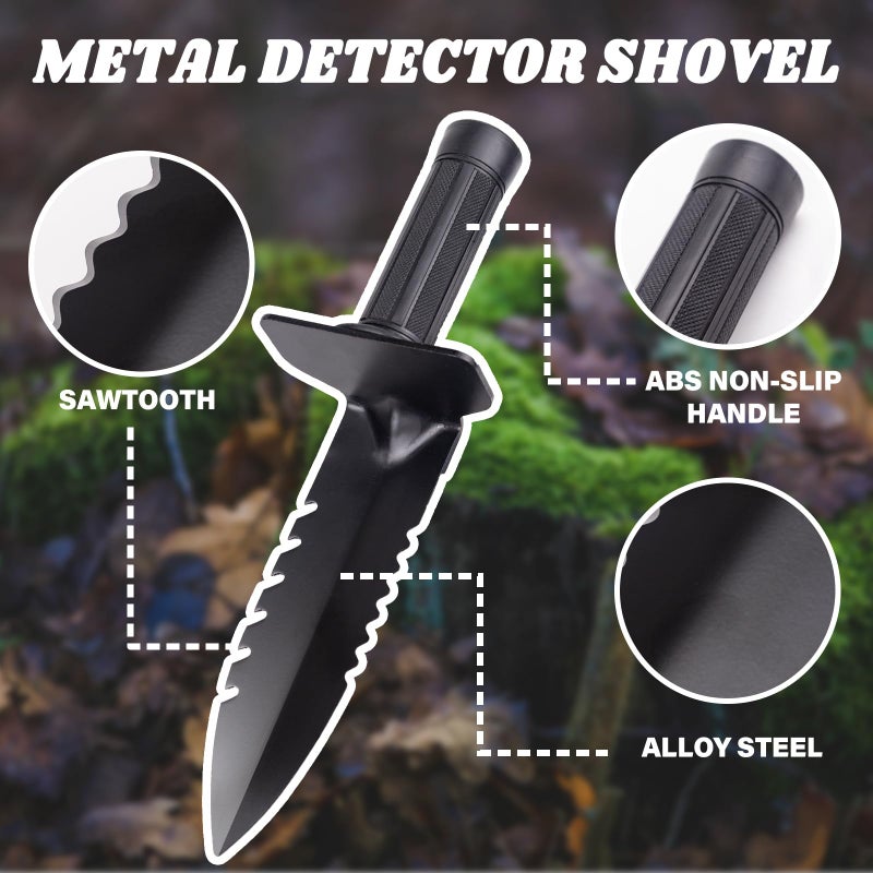 WodGod Heavy Duty Stainless Steel Sand Scoop for Metal Detecting with Long Handle, Includes Metal Detecting Pinpointer, Shovel, Gloves (Orange) - Image 5