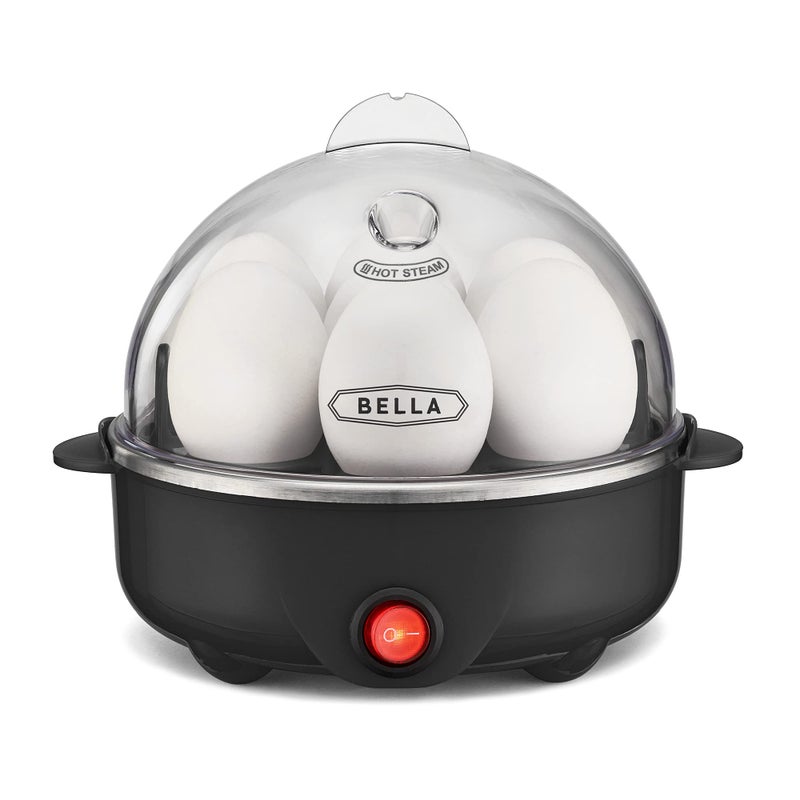 Bella BELLA Rapid Electric Egg Cooker and Poacher with Auto Shut Off for Omelet, Soft, Medium and Hard Boiled Eggs - 7 Egg Capacity Tray (1 Pack) Black  - Image 1
