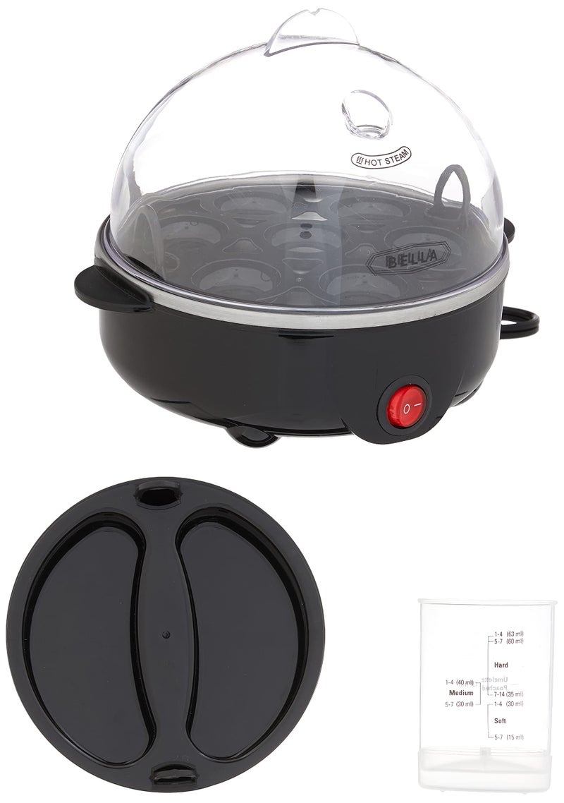 Bella BELLA Rapid Electric Egg Cooker and Poacher with Auto Shut Off for Omelet, Soft, Medium and Hard Boiled Eggs - 7 Egg Capacity Tray (1 Pack) Black  - Image 4