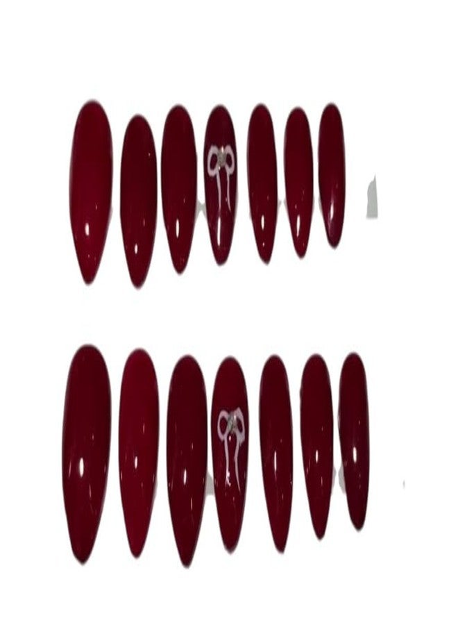 Sparkling Nailon Luxury Handmade Brown Red Designer Stick On Nails for Women | Reusable Almond Shape Artificial Nail Extensions | Easy To Use Press On Nails Kit | Unbreakable Fake Nails | Pack of 14 - Image 4
