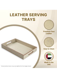 LeArt Leather Serving Tray – Serving Tray with Handles | Home, Office, Restaurant | Appetizer, Food, Snack Serving Platter | Trays Serving Set (Camel)  - Image 3
