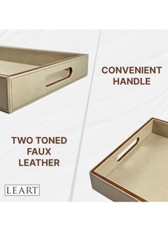 LeArt Leather Serving Tray – Serving Tray with Handles | Home, Office, Restaurant | Appetizer, Food, Snack Serving Platter | Trays Serving Set (Camel)  - Image 5