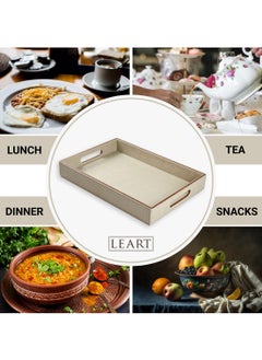 LeArt Leather Serving Tray – Serving Tray with Handles | Home, Office, Restaurant | Appetizer, Food, Snack Serving Platter | Trays Serving Set (Camel)  - Image 2