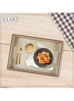 LeArt Leather Serving Tray – Serving Tray with Handles | Home, Office, Restaurant | Appetizer, Food, Snack Serving Platter | Trays Serving Set (Camel)  - Image 4