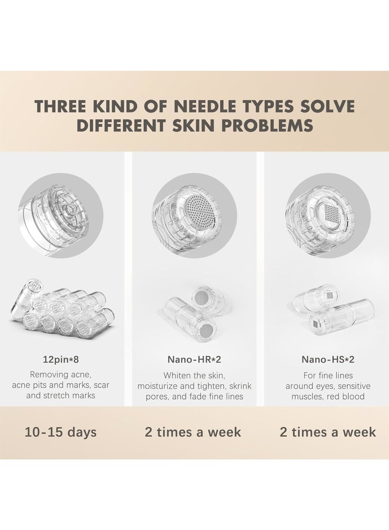 Zikra Professional Wireless Microneedling Pen, Automatic Serum Wireless Microneedling with 12 Pins Cartridges, 6 Speed Levels 0-1.0 mm Adjustable Microneedling, Beauty Pen Professional At Home Kit - Image 4