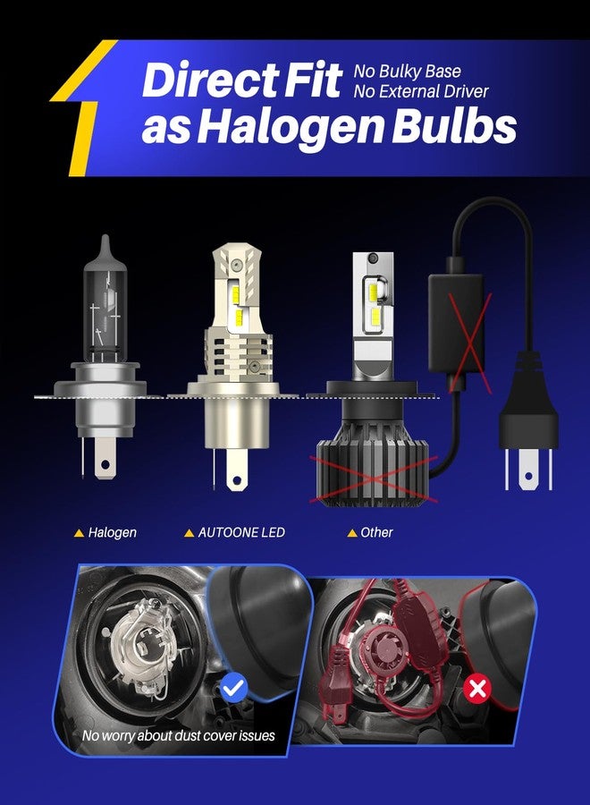 AUTOONE 9003/H4/HB2 Bulbs LED Super Bright, 6000K White H4 Fog Lights Halogen Raplacement, Canbus Ready Direct Fit, Pack of 2 - Image 4