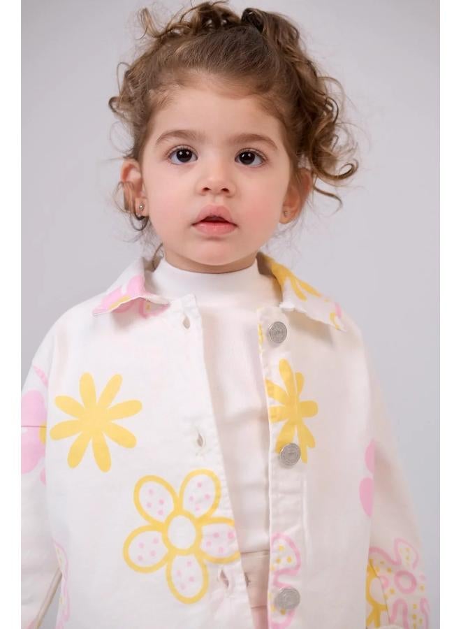 Baby Girls Gabardine Jacket – Offwhite