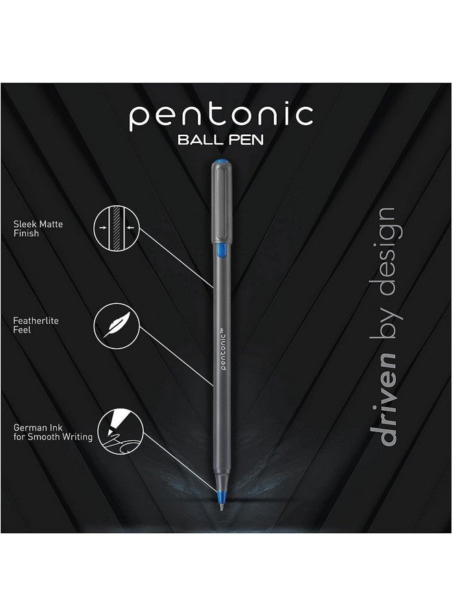 لينك قلم حبر جاف Pentonic Premium بقطر 1.0 مم متوسط الرأس، 10 قطع، ألوان متنوعة | قلم حبر متوسط الرأس، ملمس Featherlite، تقنية تدفق الحبر السهل، لمسة نهائية غير لامعة أنيقة - Image 2