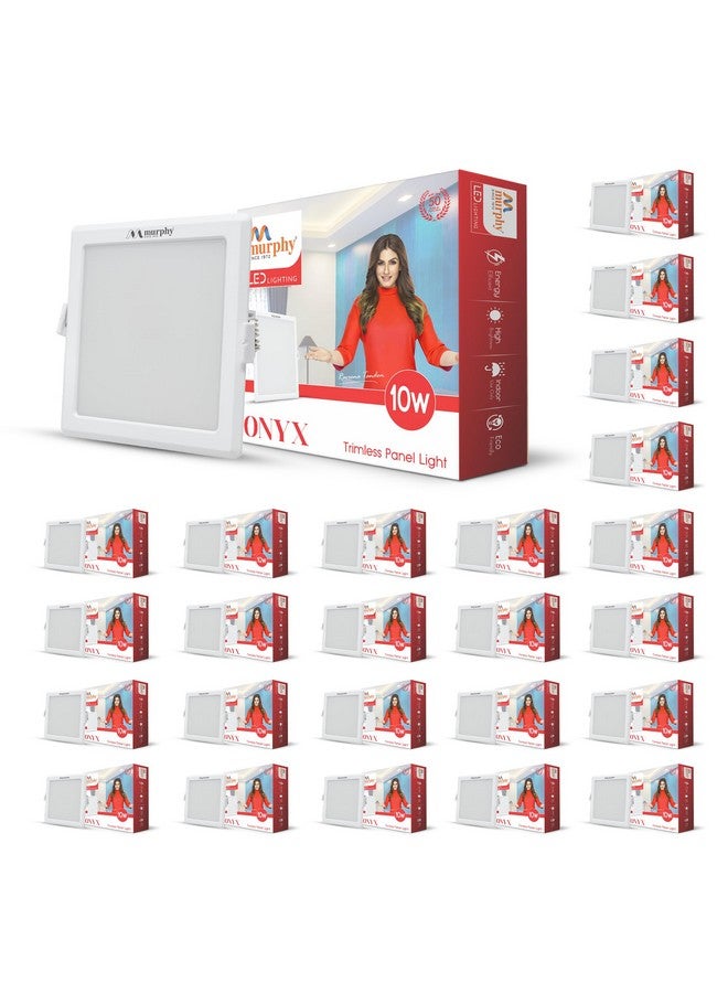 Murphy Trimless Square LED Panel Light - 10W Cool White | Glare-Free, Recessed Ceiling Downlight for Home & Commercial - Pack of 25 - Image 1