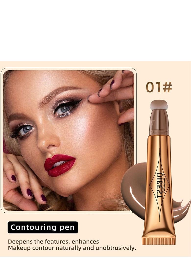 QiBest Highlighter and Blusher with Cushion Applicator Attached Easy to Blend Long Lasting & Smooth Natural Matte Finish Lightweight Super Silky Cream Contour Multifunctional Makeup Stick No.01  - Image 3