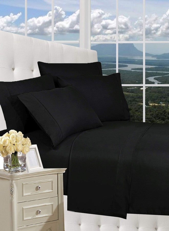 CELINE LINEN Luxurious Bed Sheets Set on Amazon 1800 Premier Hotel Quality Wrinkle Free 4-Piece Sheet Set with Deep Pockets, Queen Black - Image 2