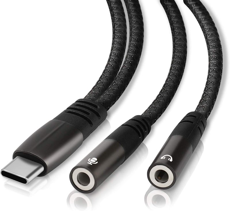 محول ميكروفون USB C، محول من منفذ USB C إلى منفذ 3.5 مم مزدوج للصوت عالي الجودة والميكروفون، متوافق مع أجهزة iPhone 15 Pro Max/15 Pro/15 Plus، iPad Pro/Air، MacBook، Pixel 7 6 Pro، Galaxy S23، S22، Note 20 Ultra - Image 1