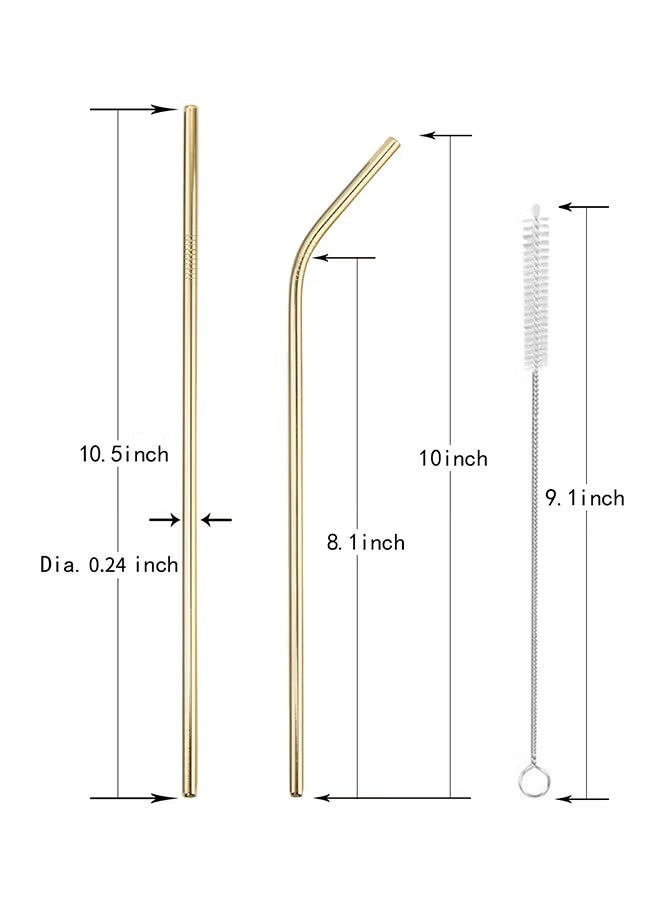 TD HOME 10-Piece Stainless Steel Drinking Straw Set Light Gold 26.7x0.6cm  - Image 5