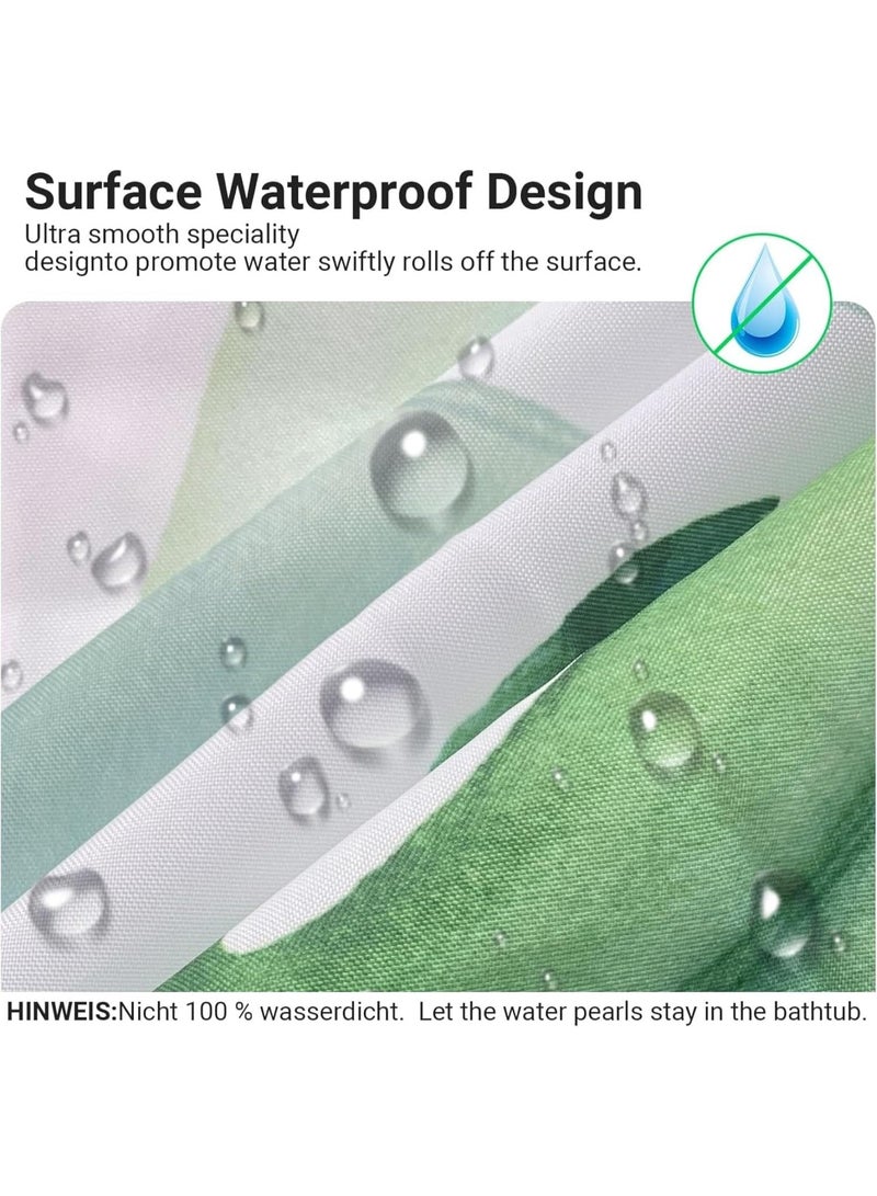 ستارة حمام مضادة للماء مخططة - سريعة الجفاف ومقاومة للعفن مع 12 خطاف وفتحات تعليق سهلة (أخضر غامق) - Image 3