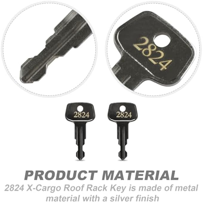 rayihni 2824 X-Cargo Luggage Roof Replacement Keys,X-Cargo Roof Rack Key Karrite Ski Bike xcargo Carrier Skyline Sportrack XL,Replacement Keys for X-Cargo roof Racks[2 Pack] - Image 3