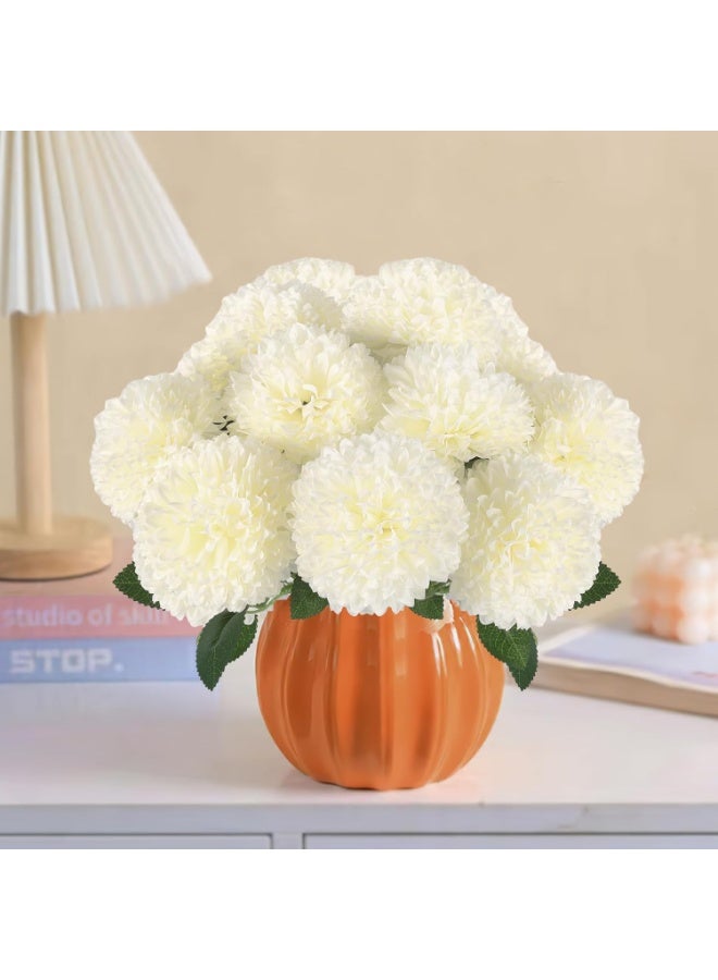 12 Pcs Artificial White Silk Chrysanthemum Ball Flowers for Home Decor - Image 3