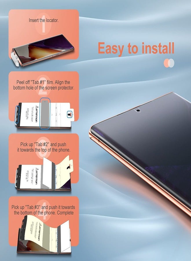 SYOSI for Samsung Note 20 Ultra Privacy Screen Protector, Support Fingerprint ID, Anti-peeping Black Full Adhesive Flexible Film, with Lens Protector, Automatic Scratch Repair Not Warped Surface - Image 3