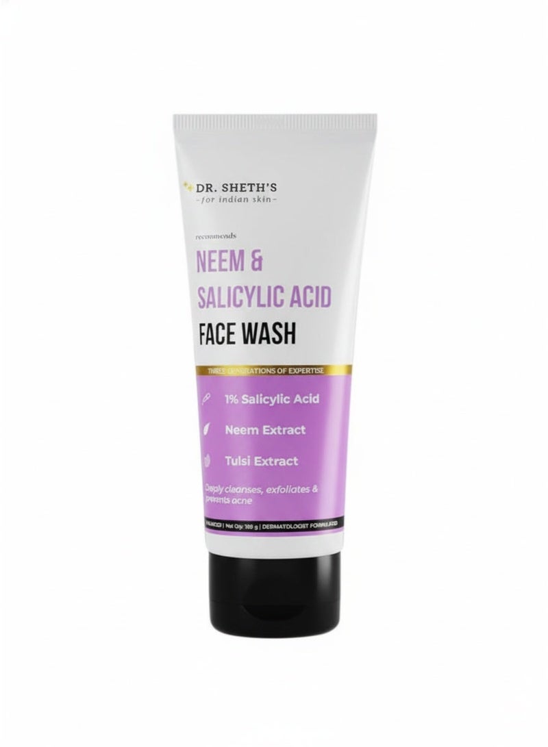 Dr. Sheth's Neem And Salicylic Acid Face Wash - Cleanses And Exfoliates Skin, 100 g - Image 1