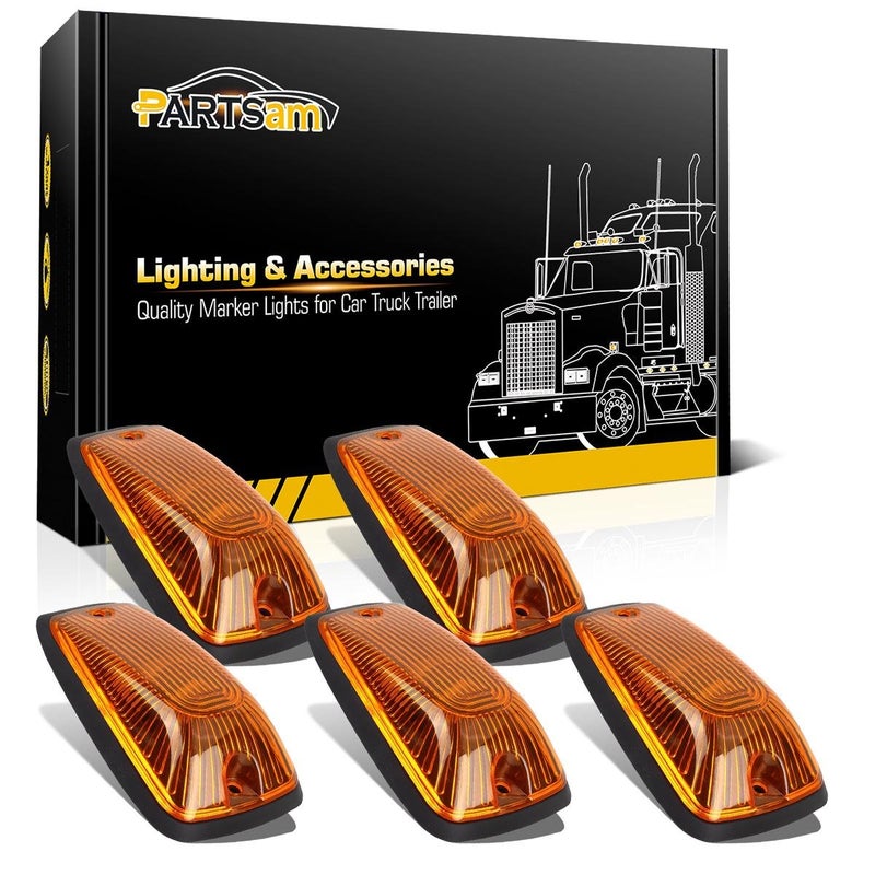 Partsam 5X Cab Roof Marker Amber Cover 264159AM  5X Base Compatible with C1500 C2500 C3500 K1500 K2500 K3500 1988 1989 1990 1991 1992 1993 1994 1995 1996 1997 1998 1999 2000 2001 2002