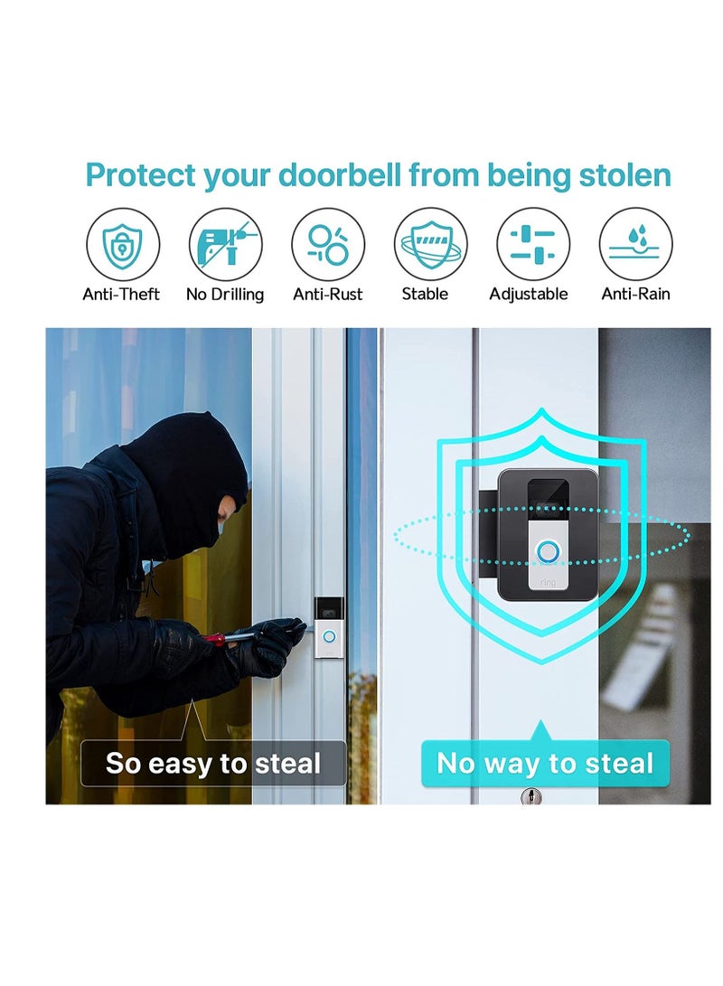 Anti-Theft Video Doorbell Door Mount, for Ring Doorbell Mount for Apartment, Doorbell No-Drill Mount Fit for Most Video Doorbell, Ring Doorbell Holder for Apartment Door, Doorbell Bracket - Image 3