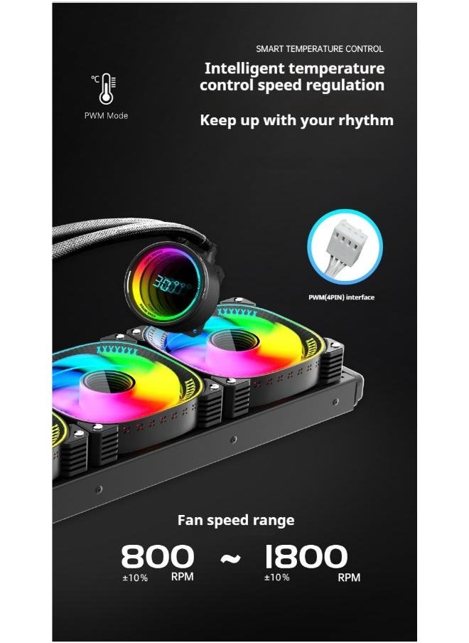 360 RGB - AIO CPU Liquid Cooler - 360mm Radiator - F360 RGB Core Fan - Customizable 2.72" IPS LCD Turbine Pump - Intel® LGA 1700, 1200/115X, 1851 - AMD® AM5, AM4 - Black  - Image 2