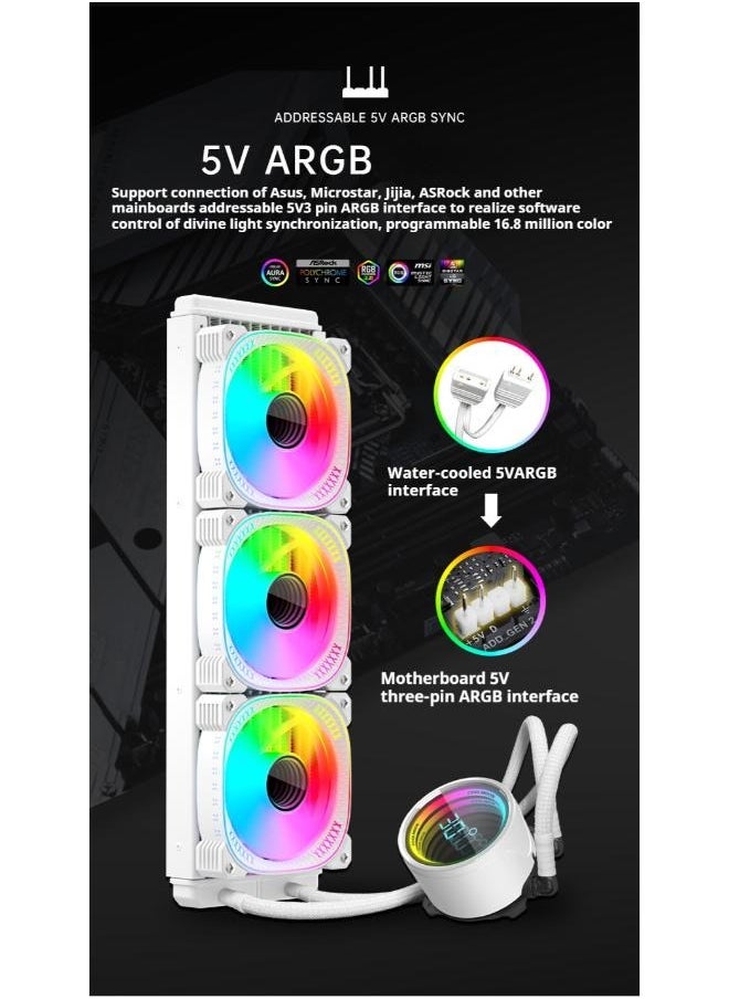 360 RGB - AIO CPU Liquid Cooler - 360mm Radiator - F360 RGB Core Fan - Customizable 2.72" IPS LCD Turbine Pump - Intel® LGA 1700, 1200/115X, 1851 - AMD® AM5, AM4 - Black  - Image 3