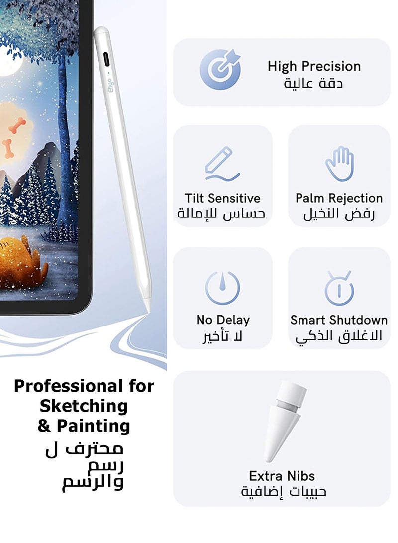 iPad Pencil for 11th  10th Generation with Palm Rejection, Stylus Pen for iPad【2018-2025 All Gen】iPad 8/9/10/11, iPad Pro 11/12.9/13-inch (M4), iPad Mini 5/6/7(A17 Pro), iPad Air 3/4/5 (M2/M3)(White) - Image 4