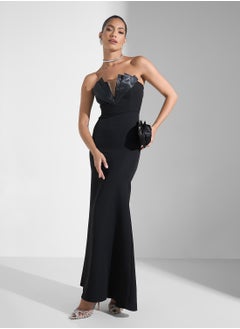 Bandeau Dress With Statement Bodice Pleat