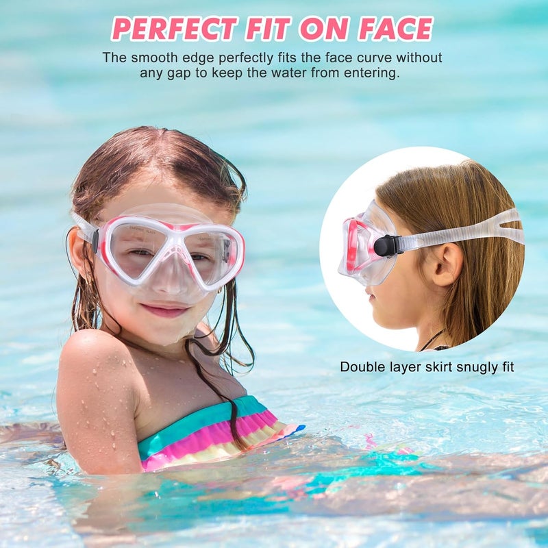 KUYOU Kids Snorkel Set, Children Anti-Fog Diving Mask Swimming Goggles Dry Top Snorkel Equipment Snorkeling Packages Swimming Gear for Youth Boys Girls Age 5-10 - Image 5