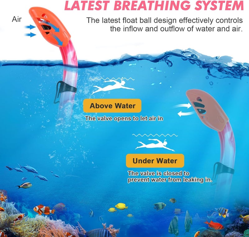 KUYOU Kids Snorkel Set, Children Anti-Fog Diving Mask Swimming Goggles Dry Top Snorkel Equipment Snorkeling Packages Swimming Gear for Youth Boys Girls Age 5-10 - Image 4