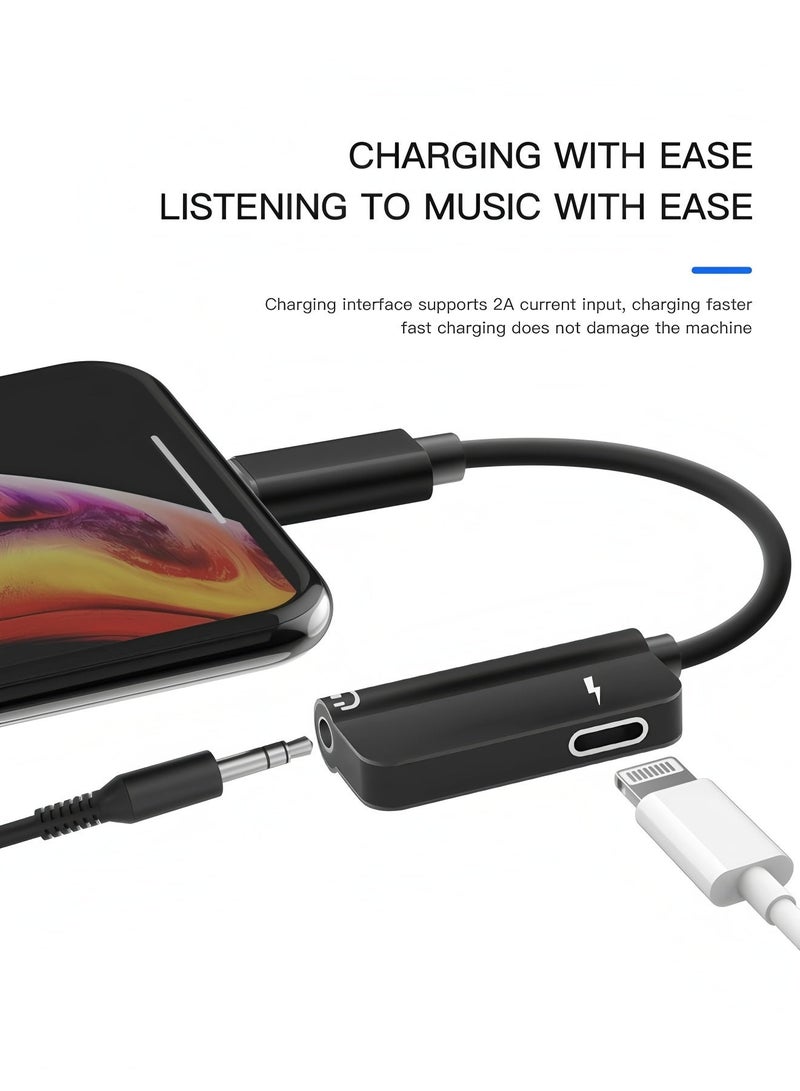 أبلينم محول Lightning إلى 3.5 مم جاك دونجل سبليتر (2 في 1) معتمد من MFI من Apple لجهاز iPhone Aux كابل صوت سماعة الرأس سلك شاحن لـ 7 8 Plus X Xr 14 13 12 11 Pro Max لشحن iPad وسماعات الأذن الموسيقية - Image 3