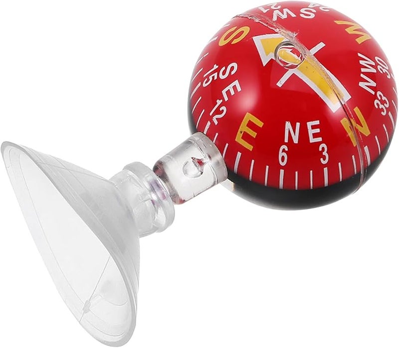 Red Car Dashboard Compass Ball 38mm Plastic Suction Cup Mount for Vehicle Boat Navigation - Image 1