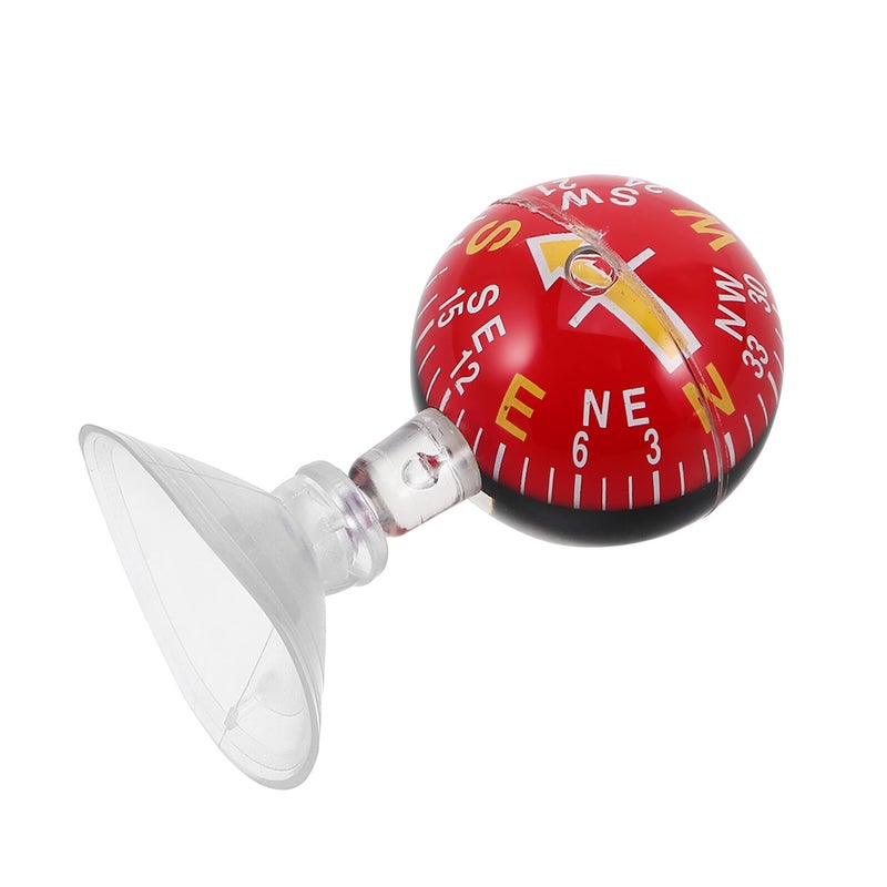 Red Car Dashboard Compass Ball 38mm Plastic Suction Cup Mount for Vehicle Boat Navigation - Image 2
