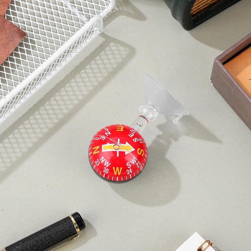 Red Car Dashboard Compass Ball 38mm Plastic Suction Cup Mount for Vehicle Boat Navigation - Image 5