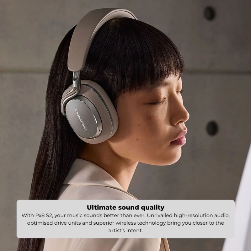 b w Bowers & Wilkins Px8 S2 Over-Ear Noise Cancelling Wireless Bluetooth Headphones, Black - Image 2