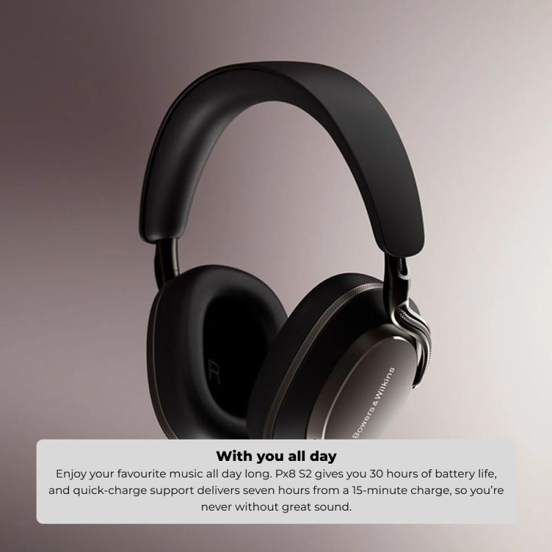 b w Bowers & Wilkins Px8 S2 Over-Ear Noise Cancelling Wireless Bluetooth Headphones, Black - Image 3