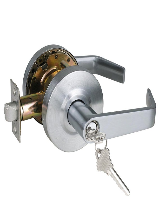 HISAFE Heavy Duty Grade 2 Classroom Door Lever, Protective Coating Satin Chrome Finished Entry Door Commercial Door Handle, UL 3 Hour Fire Rated Ergonomic Lever for School and Office, 1 Pack - Image 1