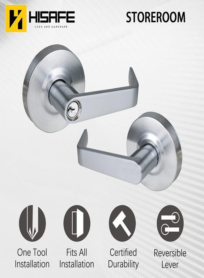 HISAFE Heavy Duty Grade 2 Classroom Door Lever, Protective Coating Satin Chrome Finished Entry Door Commercial Door Handle, UL 3 Hour Fire Rated Ergonomic Lever for School and Office, 1 Pack - Image 2
